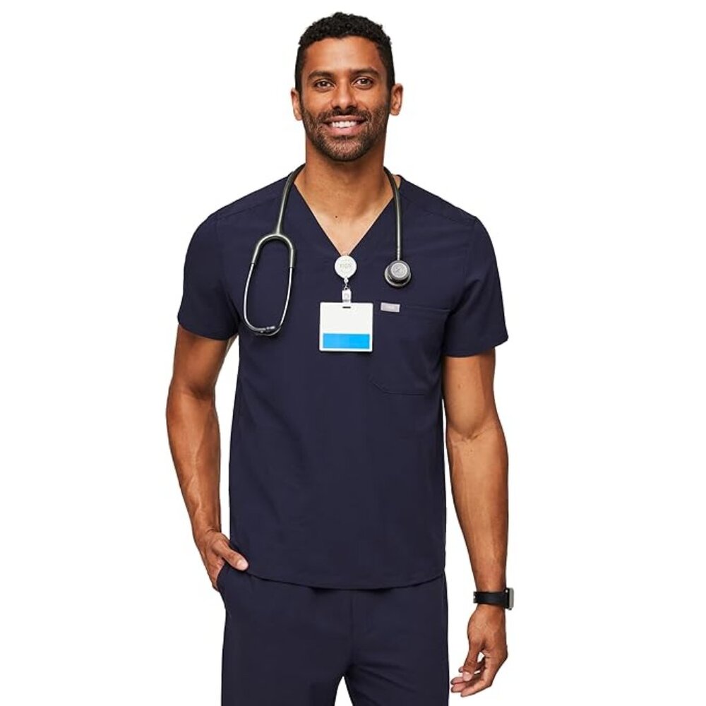Figs‎ Men's Navy Chisec Short Sleeve V-Neck Pullover Scrub Top Size XXL